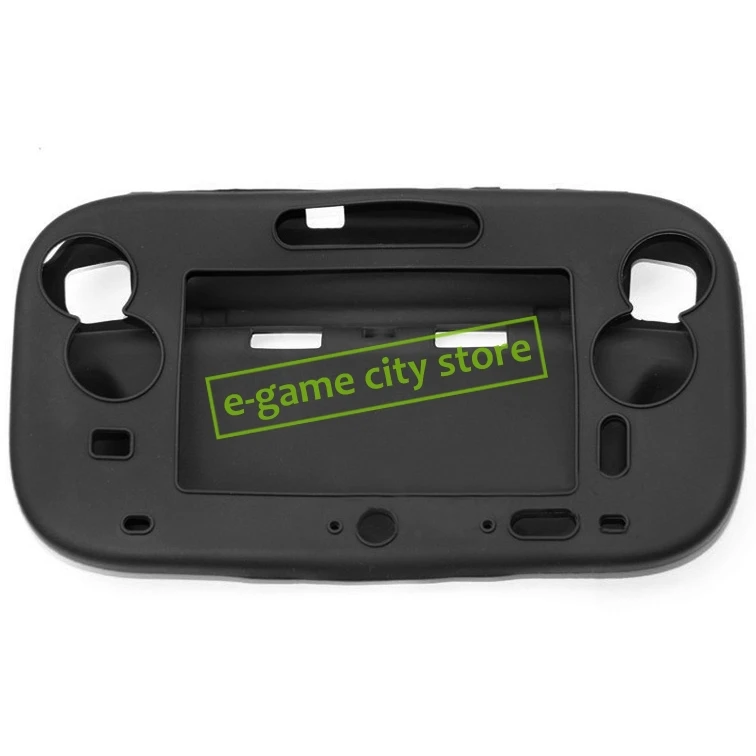 Black Soft Silicone Rubber Skin Case Cover for Wii U Silicone Case Cover, Free Shippingin Cases
