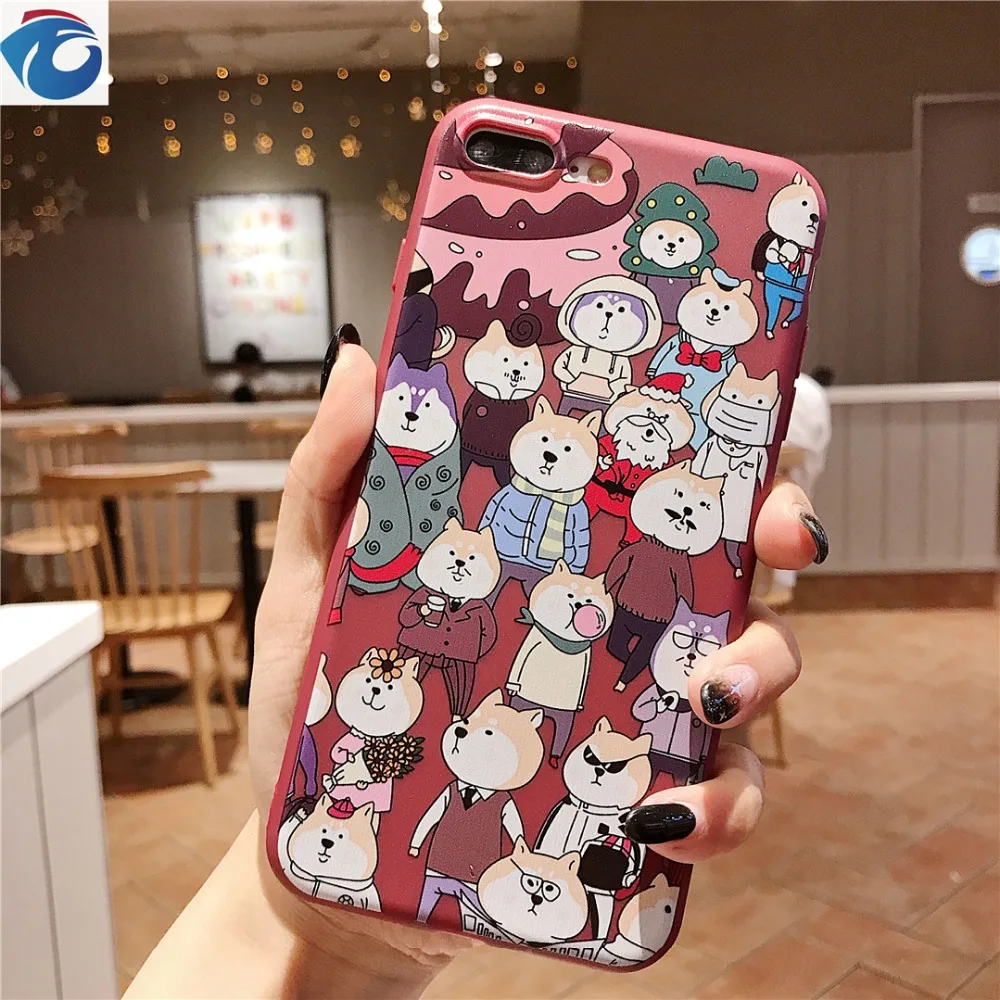 Cute puppy shell For iPhone 6S 7S 7Plus 7Plus 8 Plus XRXS MaxProject Soft shell airbag bracket   TPU Protection Anti-fall Phone case1