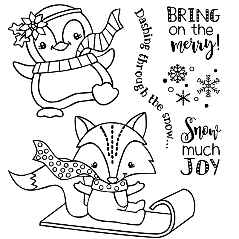 

AZSG Scarf Penguin Clear Stamps For DIY Scrapbooking Photo Album Decoretive Embossing Stencial 10*10cm