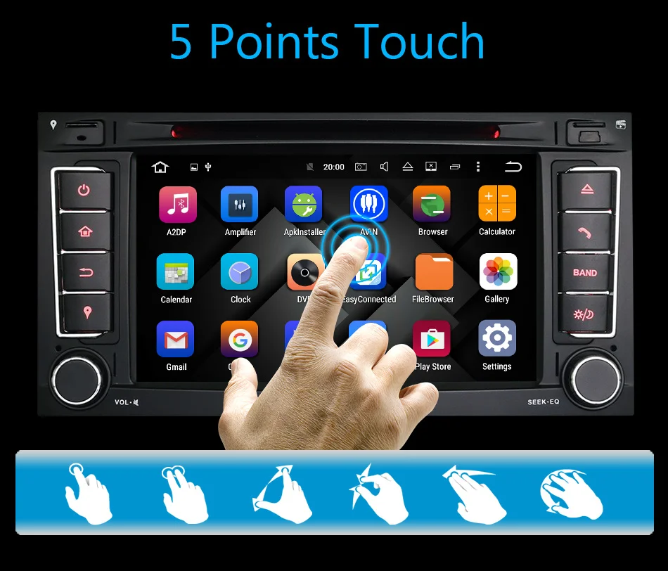 Best Eunavi 2 Din Android 9 Car DVD Player GPS Navi For VW/Volkswagen/Touareg/Transporter T5 With Canbus Wifi Stereo Radio FM DSP RDS 10