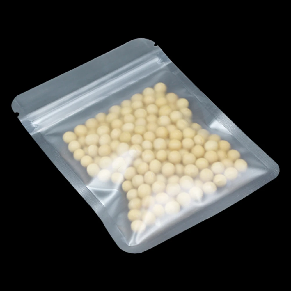 100pcs Matte Clear Plastic Zip Lock Packaging Bag Food Storage Zipper