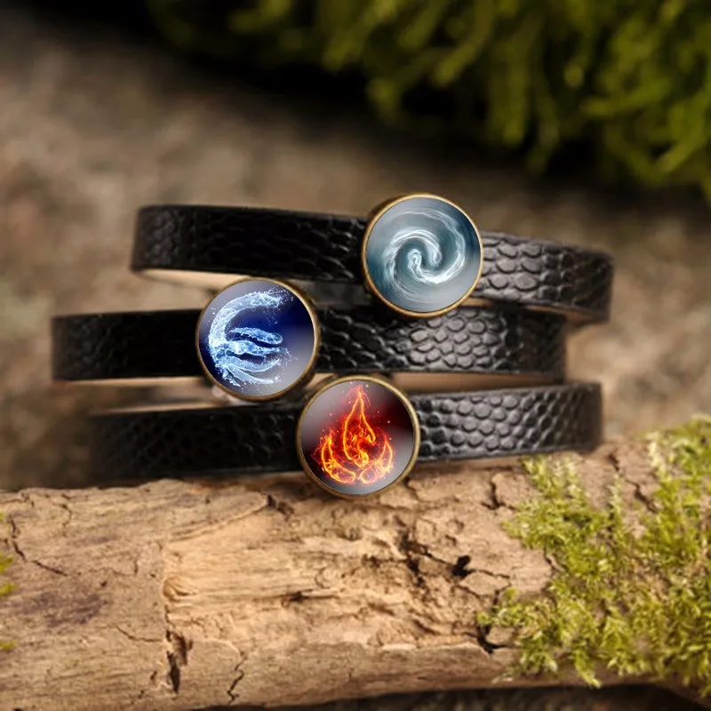 Avatar The Last Airbender Bracelet - Fire Element Fashion Jewelry Black Leather Charm Bangles Bracelet 1 - Avatar The Last Airbender Merch S4139 (3)