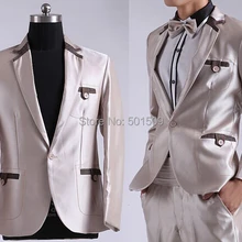 Мужские серебряные серые смокинги куртка и брюки Костюмы Набор представление/костюм на выход