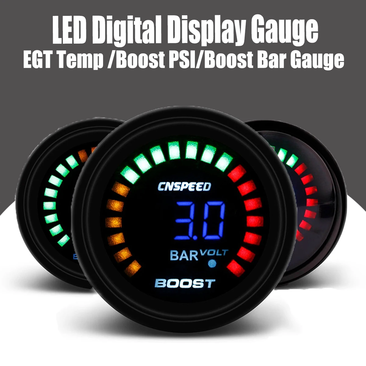 Boost PSI Boost Bar EGT Temp Gauge 2inch 52mm 20 LED Digital Display