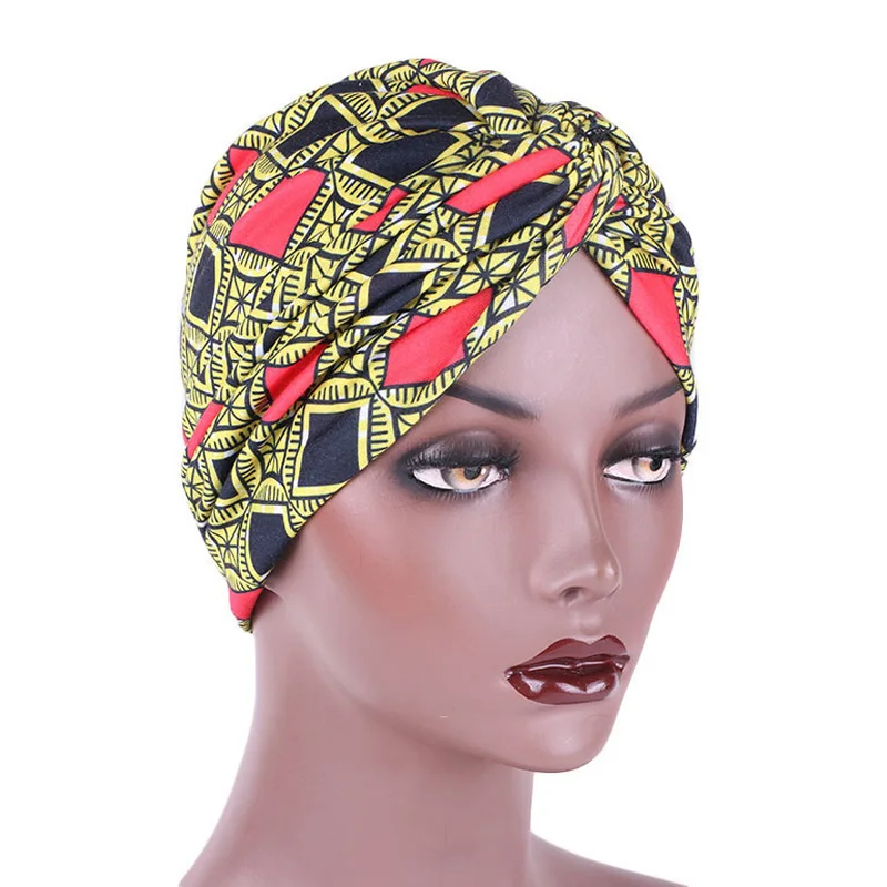 

Women Ethnic Style Print Turban Cap Cross Muslim Hat Nightcap Chemotherapy Cap Headscarf Female Bandanas Headwear Hijab