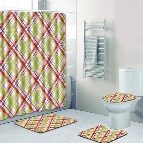 4 шт Красный Баньо коврик для ванной комнаты туалет коврик для ванной набор белый горошек Tapis Salle De Bain Alfombra Bano Tapete Banheiro - Цвет: As Picture