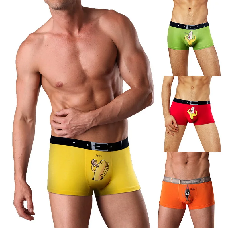

HEFLASHOR Brand Mens Underwear Boxer Modal Homme Boxershorts Men Cartoon Printed Boxers Sexy Male Underpants M-3XL EU Size
