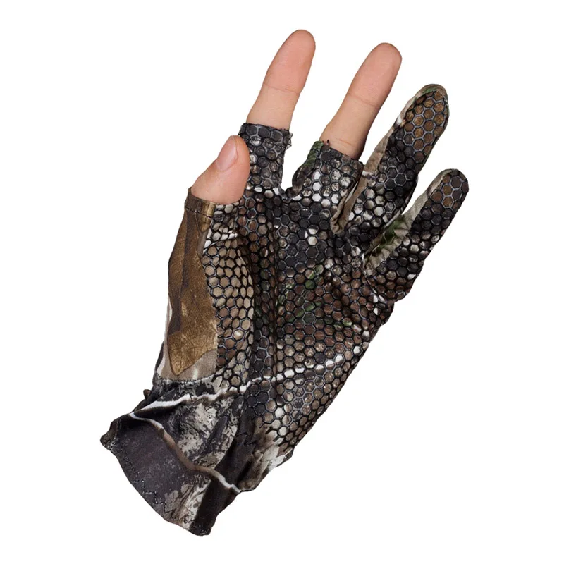 

Fishing Gloves Camouflage Anti-Slip Elastic Thin Mitten 3 Fingers Cut Camping Cycling Hunting Half-Finger Gloves ALS88