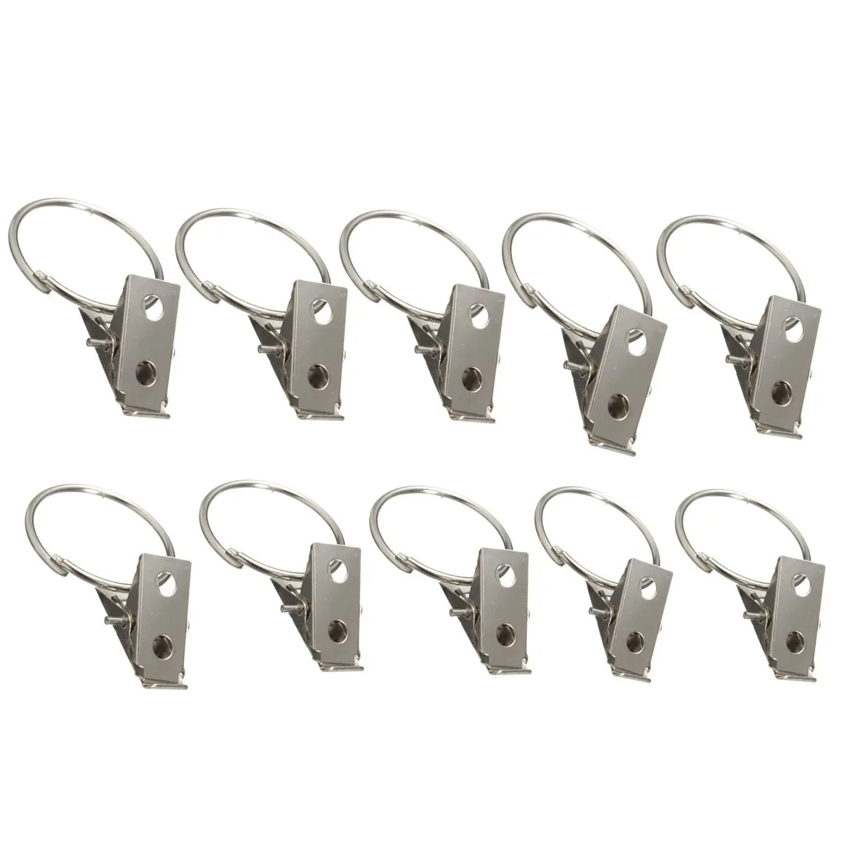 

HOT 10pcs Metal Hooks Window Curtain Rod Clip Drapery Clips Rings