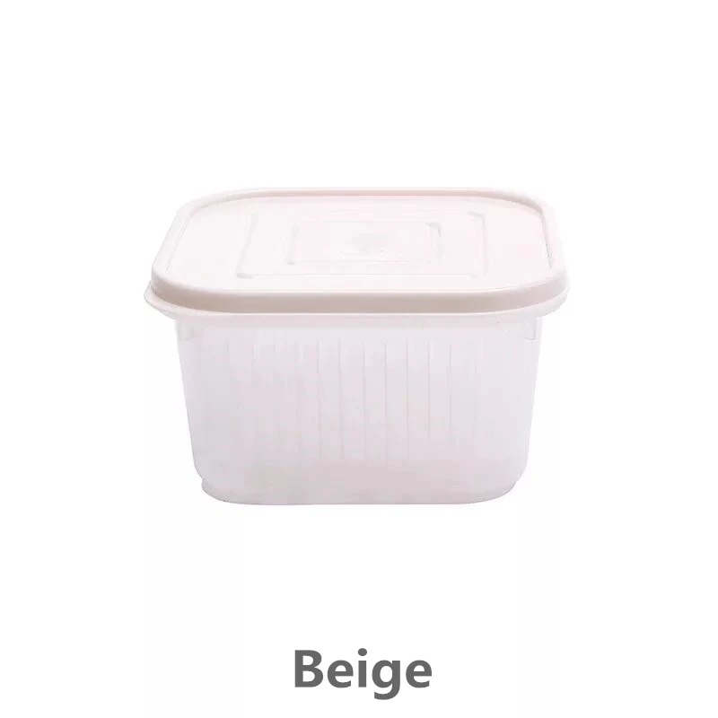 Кухня прозрачная полипропиленовая коробка для хранения овощей хранения содержит герметичный Домашний Органайзер контейнер сливной ящик для хранения с крышкой - Цвет: Beige