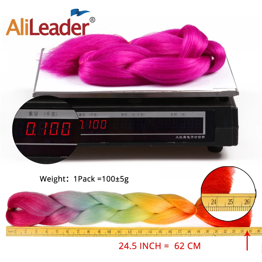 Online Alileader Ombre Kanekalon Pirang Rambut Coklat Abu abu Xpression Mengepang Rambut 24 Inch Crochet Braid Ekstensi 2 Tone Jumbo Kepang 1 pc