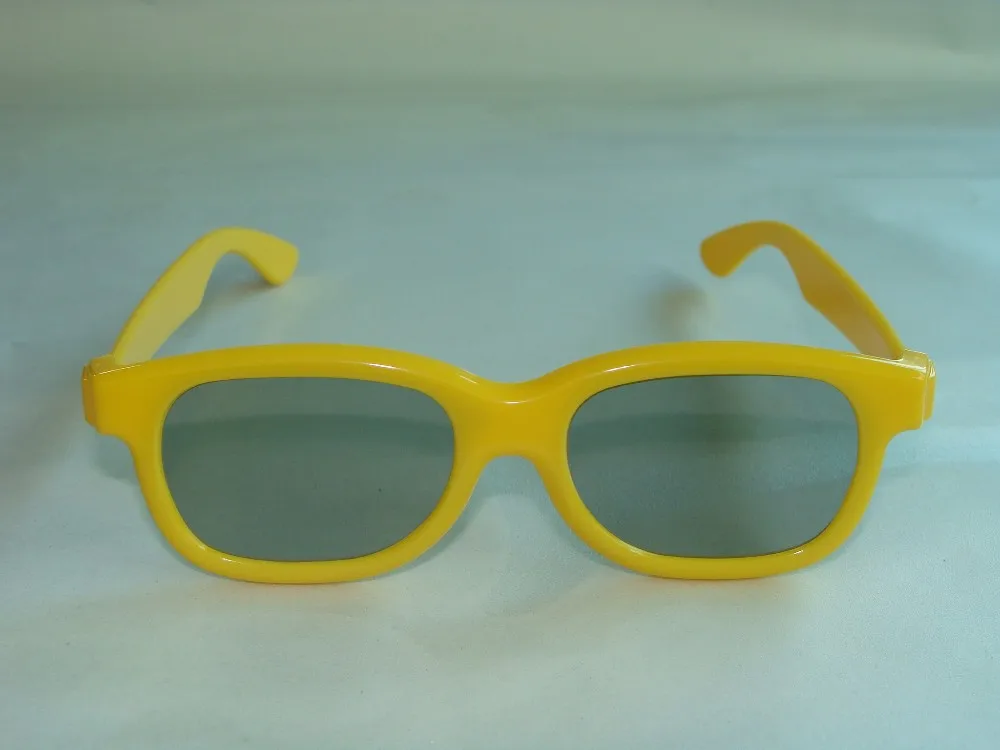 50 шт./лот, Желтые Детские 3D очки, линейная поляризация, 45/135 градусов, линейные Поляризационные 3D очки для детей