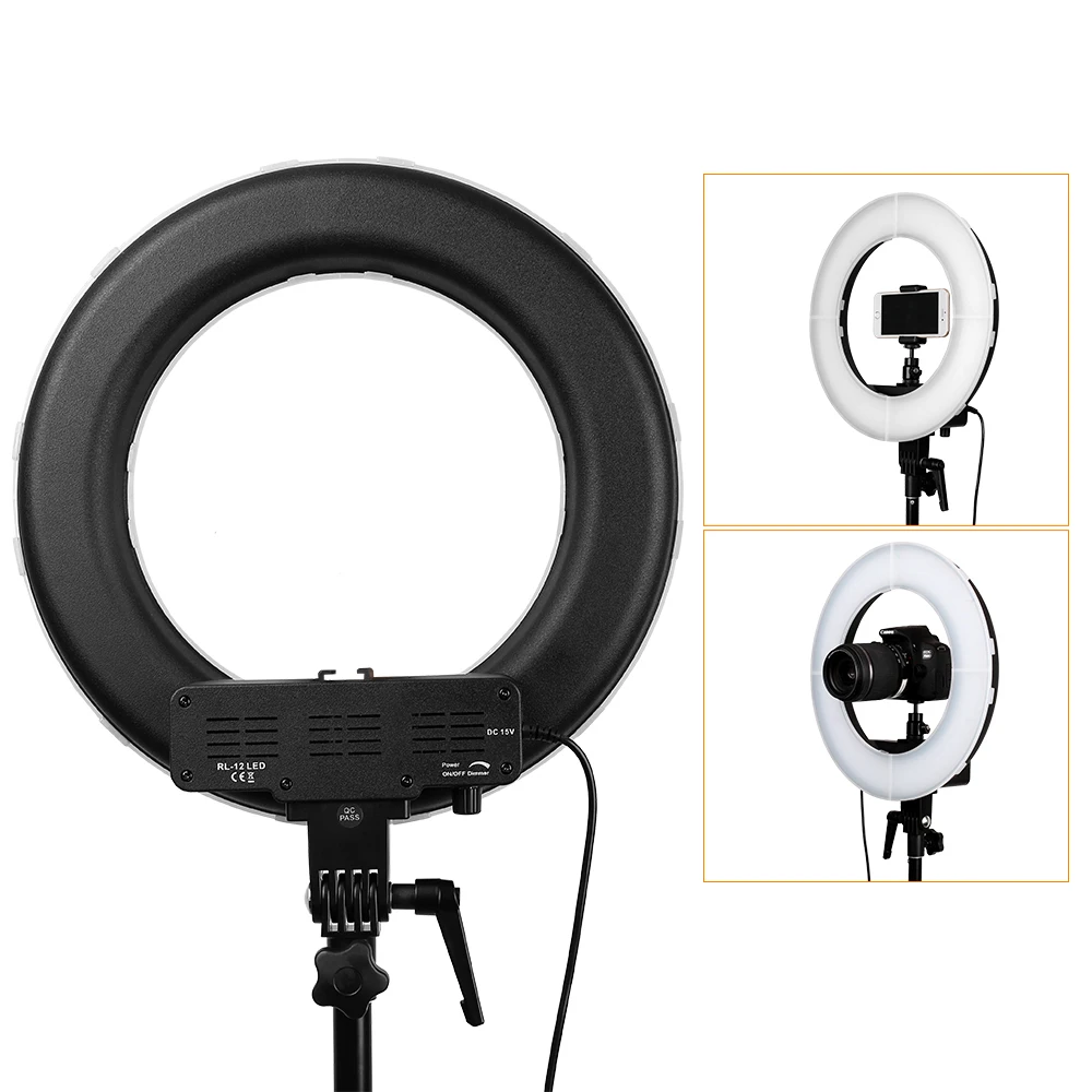  TRAVOR RL-12 196 LED 45W LED Ring Light Dimmable Ringlight 3200K 5500K Photography Ring Light Lamp  - 32827694307
