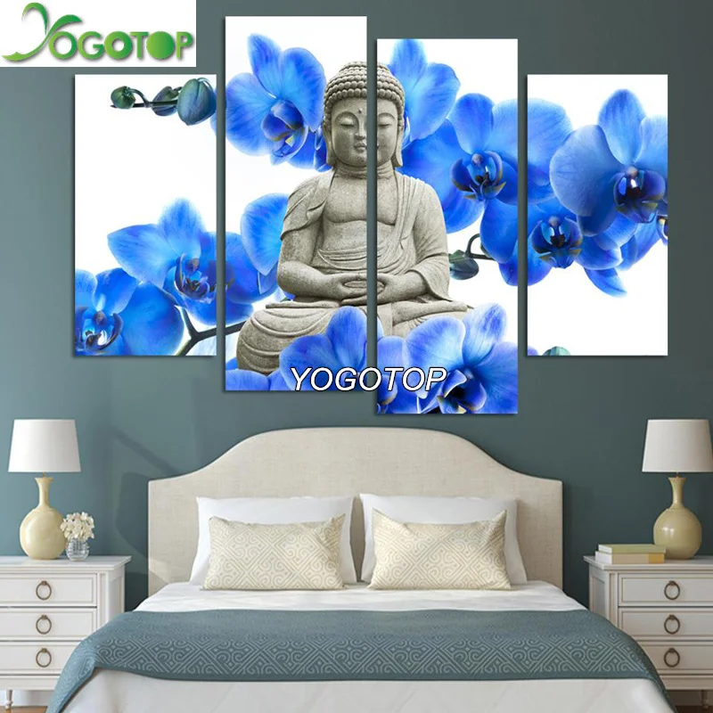 

YOGOTOP DIY Diamond Mosaic Orchid Buddha Square diamond Painting Cross Stitch Kits Diamonds Embroidery Home Decor 4pcs/set VS421