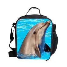 FORUDESIGNS детский Ланч-бокс с животными, подарки для детей, сумки через плечо, милый Ланч-бокс с дельфинами, Детские утепленные сумки с 3D-принтом