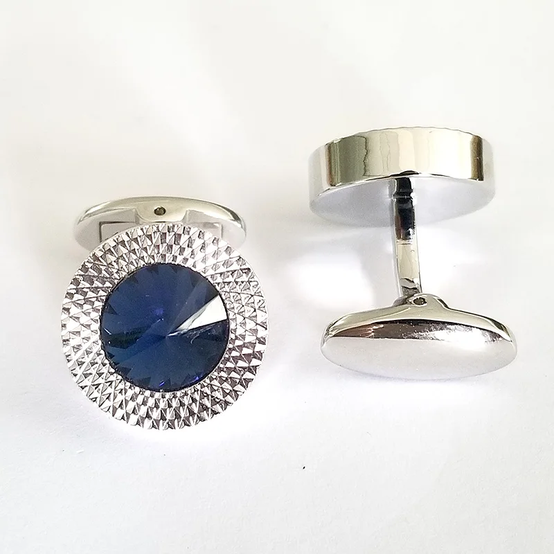 

2018 Round Crystal Cufflinks Mens Shirt Shiny Cuff Button For Wedding Business Gifts New Fashion Style Copper Cuff Link Gemelos