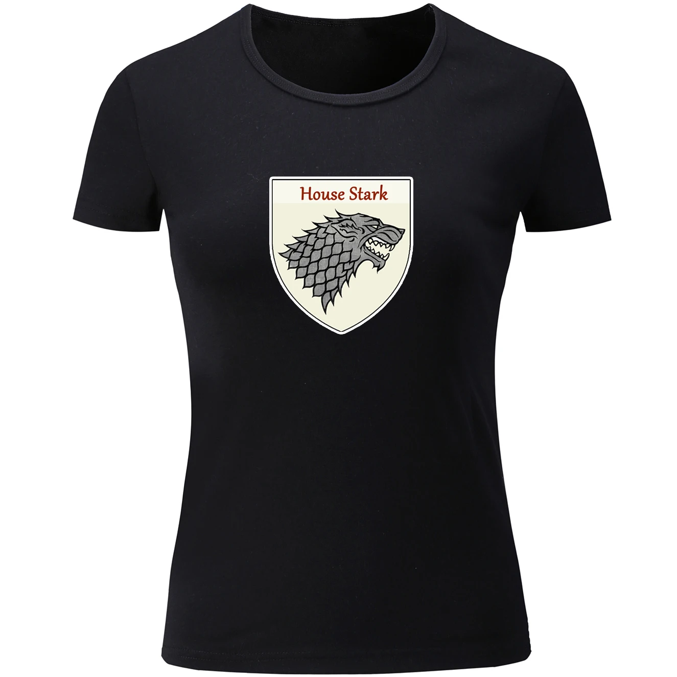 Игра престолов House STARK Direwolf дом Баратеонов с принтом оленя футболка Для женщин леди футболка Фитнес футболки серый белый черный Игра престолов House STARK Direwolf дом Баратеонов с принтом оленя футболка Для женщин леди футболка Фитнес футболки серый белый черный