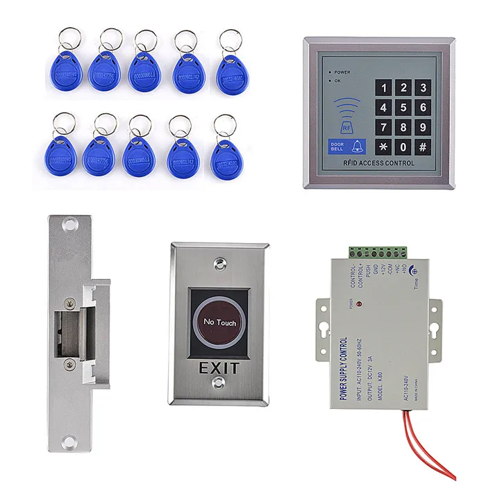 NO Touch Switch+125KHZ RFID Access Control System + Electric Strike Door Lock