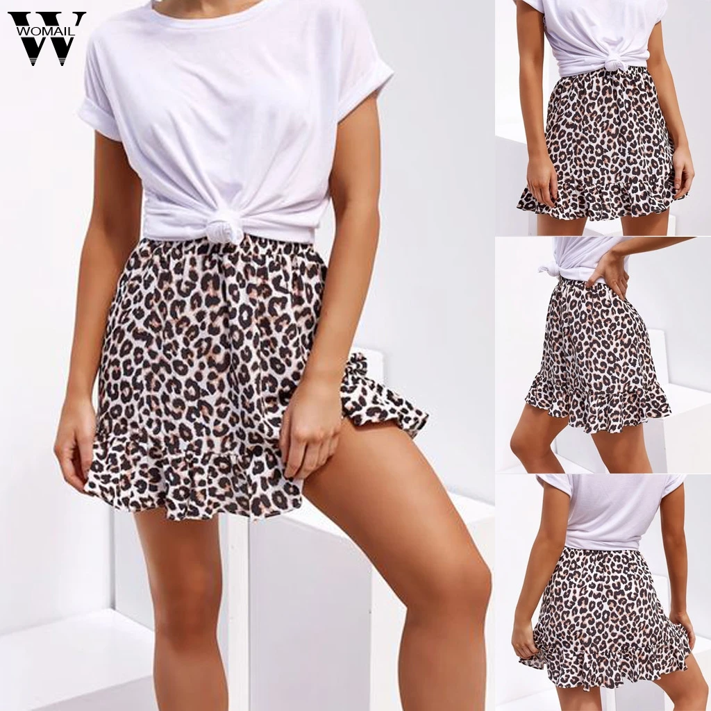 Womail Skirt Women Summer Leopard Print Midi Skirt Casual Midder Elastic Waist Bandage Daily NEW fashion 2019 A11