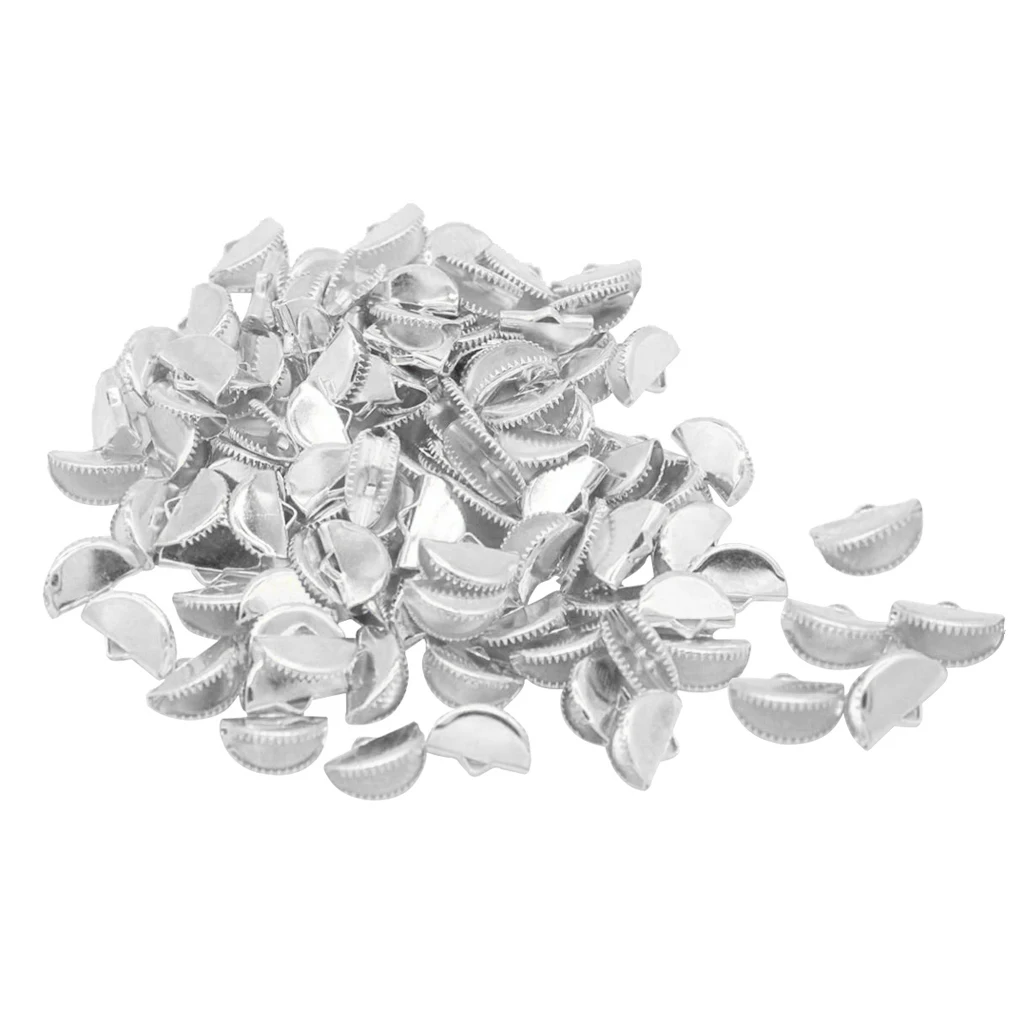 100Pcs Sector Shape Jewelry Clasp Hooks DIY Ribbon Necklace Cord Crimp Ends