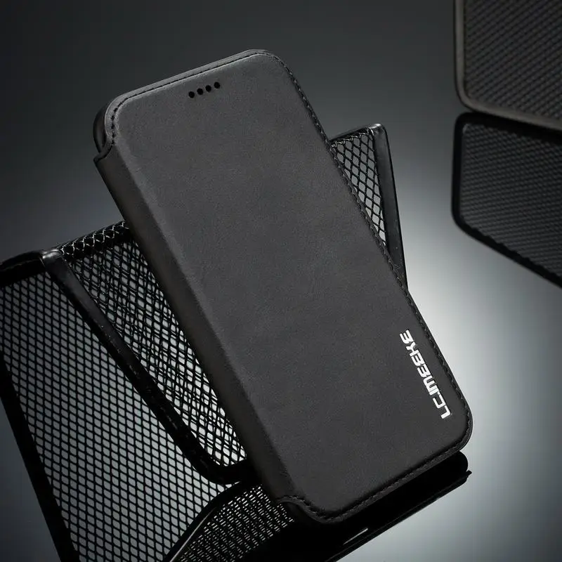 Кожаный флип-чехол на магните для iPhone 6 S 7 8 Plus X XS Max XR 11 Pro Max слот для карт чехол-бумажник для iPhone 6 S 7plus 8plus - Цвет: Черный