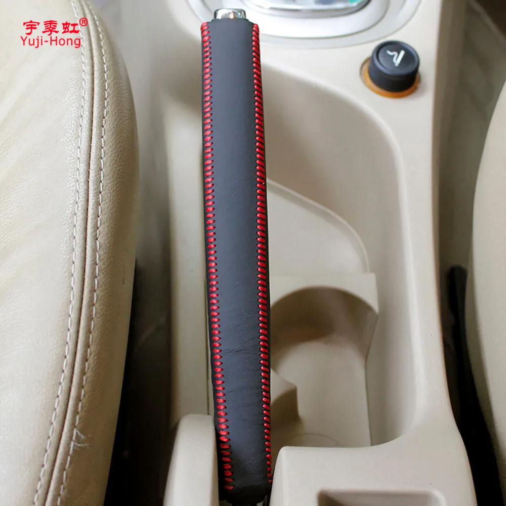 Yuji-Hong Car Handbrake Covers Case for Peugeot 307 308 Genuine Leather Auto Handbrake Grips Black Leather Cover