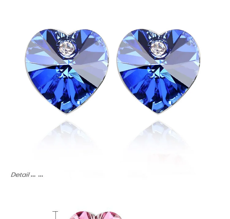 SPCLUB кристаллы Сваровски сердце серьги-гвоздики для женщин романтические свадебные серьги украшения, подарки, аксессуары 10 цветов