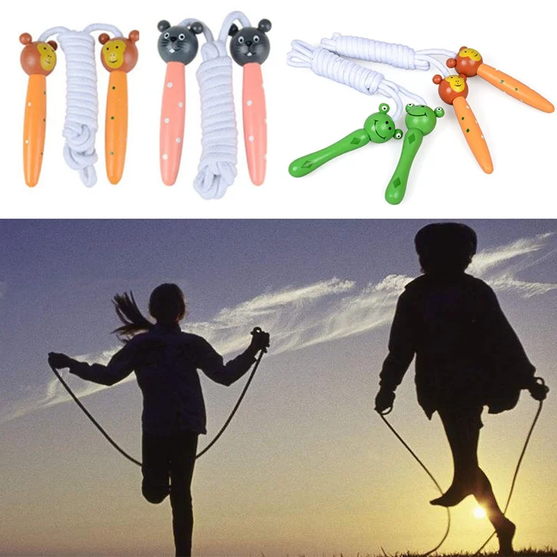 

1 Pcs Color Random Rope Lovely Skip Rope Cord Standard Fitness Kids Outdoor Game Cartoon Children Handled Jumping Toy