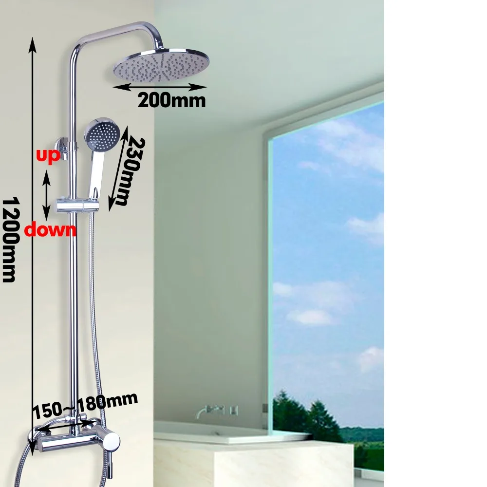 New Faucet Bathroom  Handheld Shower Bathtub Mixer Tap Polished Chrome Wall Mount Big Rain Shower Set Mixer hot&cold Tap