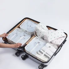 6 PCS Travel Storage Bag Set Waterproof Underwear Shoes Wardrobe Large Size Luggage Pouch Storage Bag Organizer For Clothes drawing strap design gadgets storage nylon bag pouch set watermelon red 4 pcs