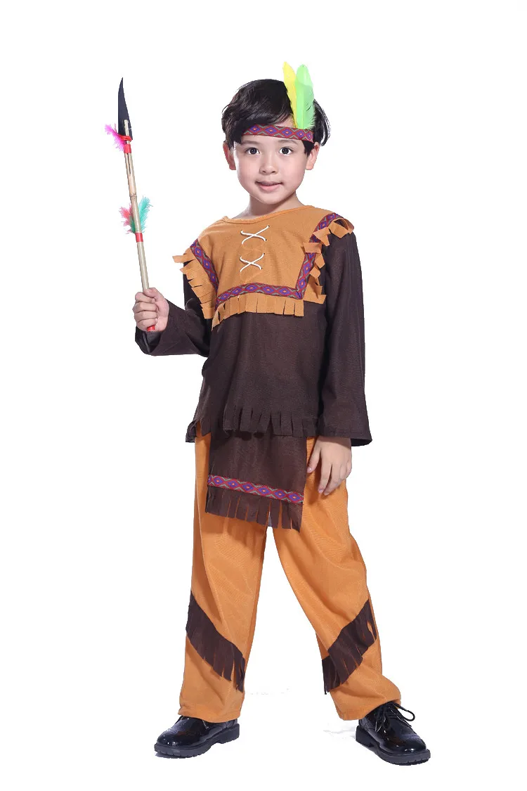 ; детская одежда на Хэллоуин; Одежда для мальчиков; одежда в индийском стиле; Национальный костюм в стиле джунглей