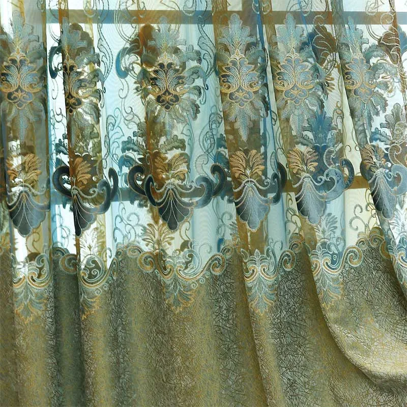 Европейская роскошная зеленая вышитая оконная занавеска s для гостиной с высококачественной вуалью, занавеска для спальни, гостиницы, кухни - Цвет: cloth curtain