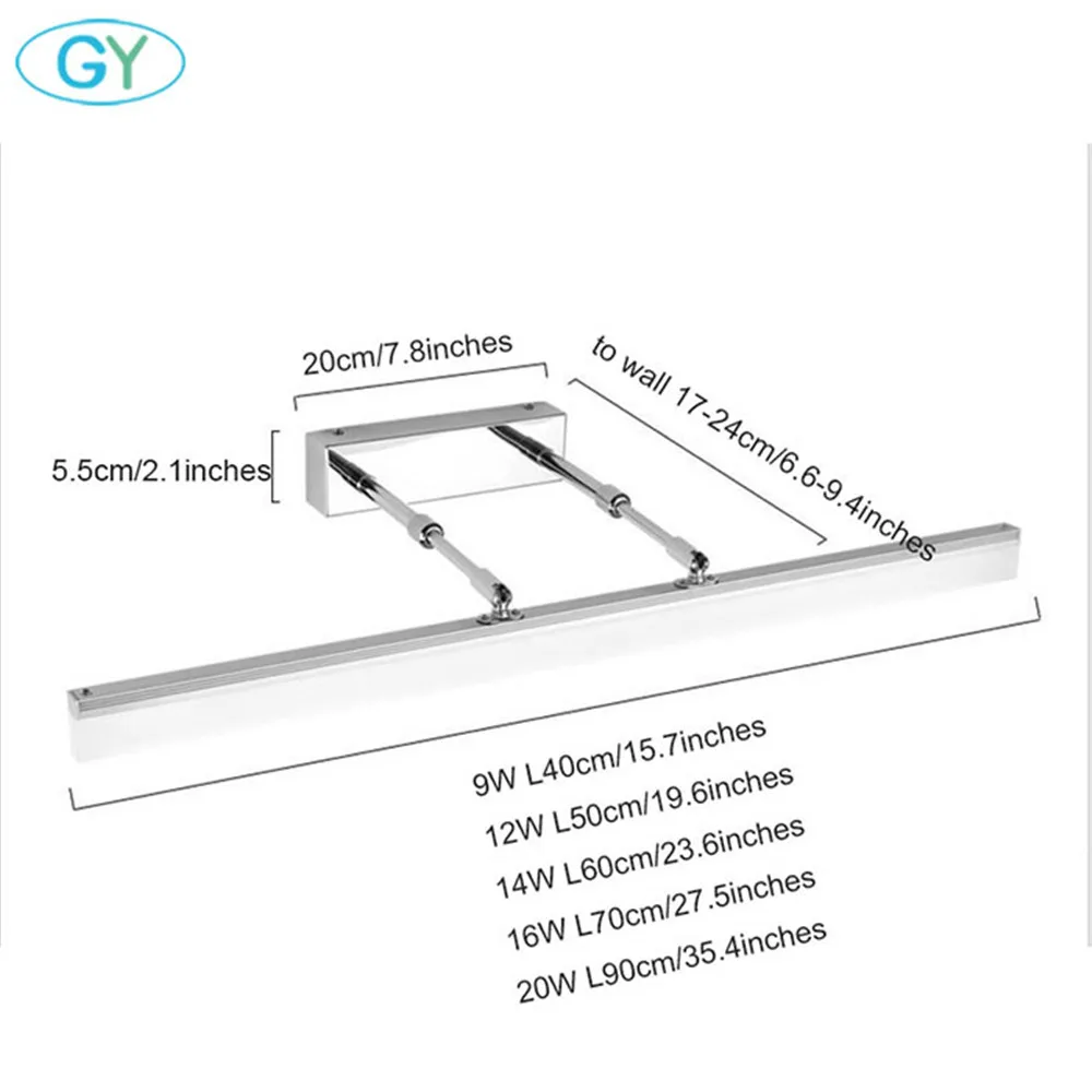 Современный Хромированный Светодиодный светильник для ванной комнаты с гибким зеркалом, передняя лампа для спальни, зеркальный светильник, акриловый зеркальный светильник для шкафа