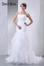 Actual Images Sweetheart Ruffles Mermaid Wedding Dresses Pleats Floor-Length Chapel Train Long Bridal Gowns
