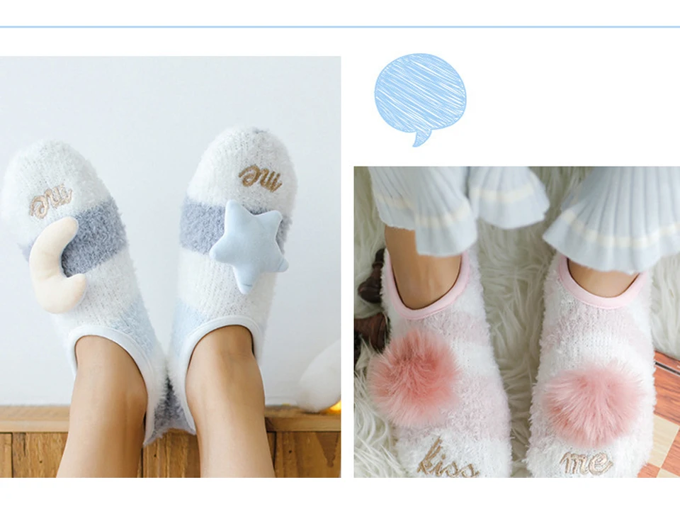 Thickening Keep Warm socks Women Lovely Plush Sleep Ladies Funny Cute Socks Hosiery Winter kawaii Boat Sock Winter Soft Home (9)