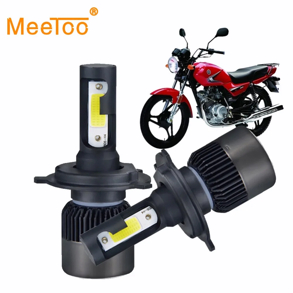 MeeToo 2 шт. светодиодные фары для мотоциклов H4 HS1 лампы Bombilla светодиодный H7 Moto 6500 K белый 12 V H3 H1 светодиодный для скутера Автомобильная фара