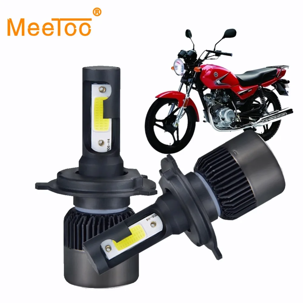 Светодиодные мотоциклетные фары MeeToo H4 HS1 2 шт. лампы Bombilla LED H7 Moto 6500K белые