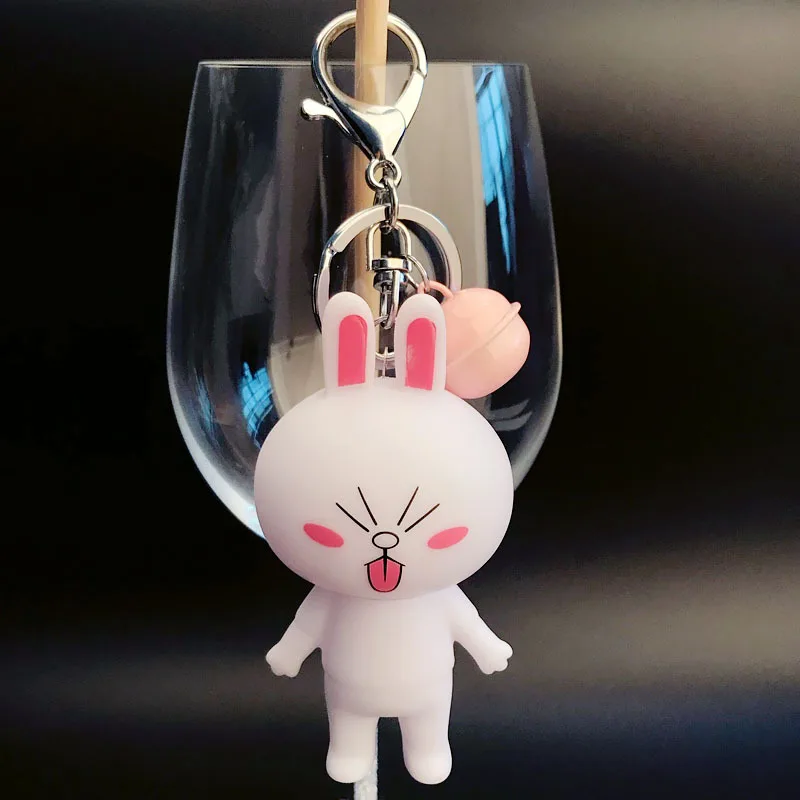

2018 New Cartoon Bunny Cony Bell Emoji Keychain Kids Toy Key Chain for Women Holder Bag Charms Car Keyring Pendant Jewelry