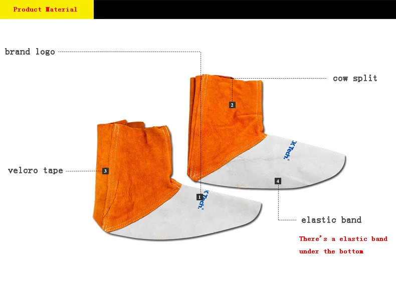 CK Tech. Welding Leather Shoes Cover Flame Resistant Anti-Heat Wear Resistant Workplace Welder's Foots Cowhide Protective Cover