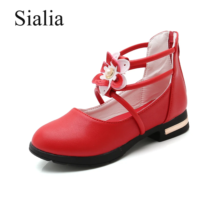 

Sialia Girls Leather Shoes For Kids Princess Shoes Children Flats Party Wedding School Baby Flower Low-Heel Ankle kinderschoenen