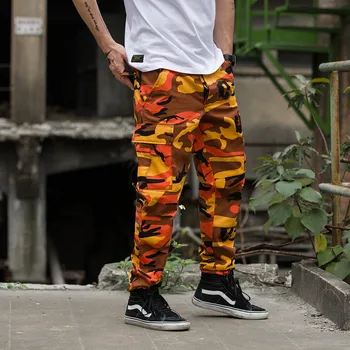 

Color Camo Cargo Pants 2018 Mens Fashion Baggy Tactical Trouser Hip Hop Casual Cotton Multi Pockets Pants Streetwear 7 style