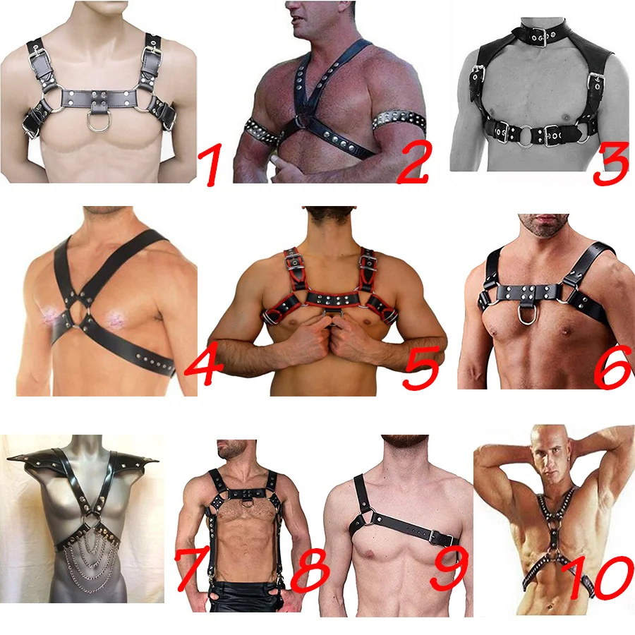 Male Red Chest Belts body Harness Gay Leather Buckle Clubwear Costume Straps new