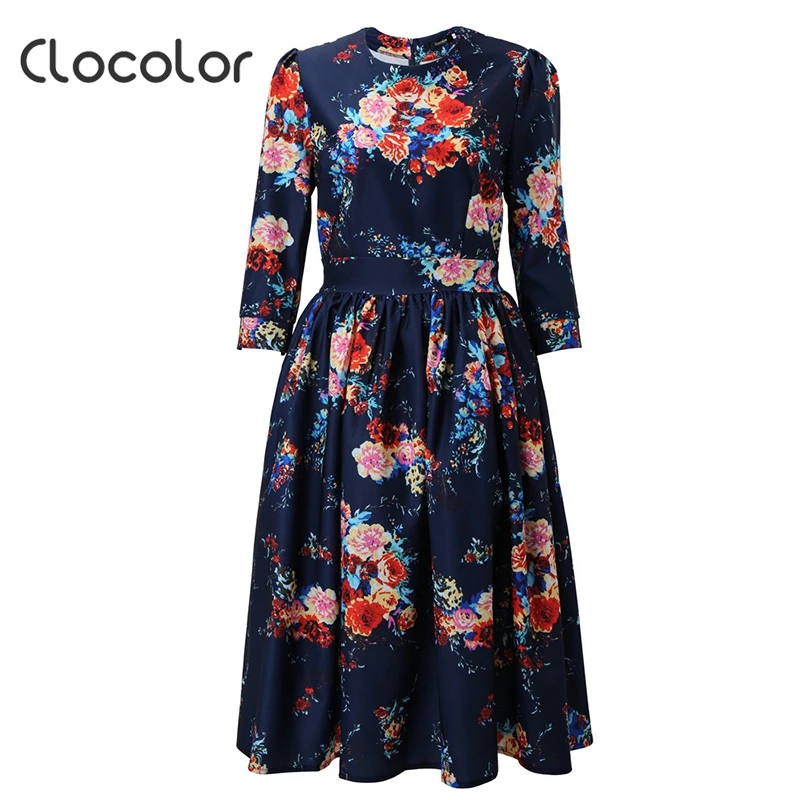 лето vintage dress Clocolor Горячие продажа 2017 vintage blue spring dress.
