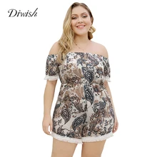 Diwish Women Summer Playsuits Beach Slash Neck Casual Jumpsuit Wide Leg Playsuits Off Shoulder Plus Size Jumpsuits XL-4XL Diwish Women Summer Playsuits Beach Slash Neck Casual Jumpsuit Wide Leg Playsuits Off Shoulder Plus Size Jumpsuits XL-4XL
