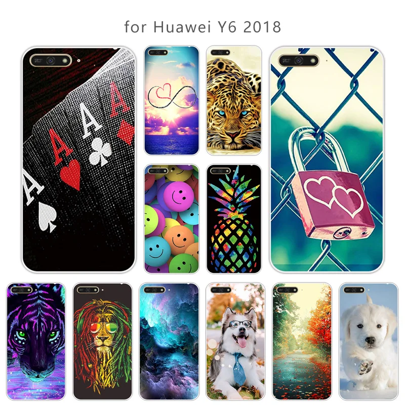 Чехол Skuli для Huawei Y6 2018 DIY прозрачный силиконовый чехол телефона 5 7 дюйма Funda модный