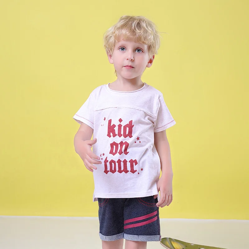 

Summer Boys Clothes Set Cotton O-neck Short Sleeve Letter Printing T-shirt Stripe Shorts 2 Piece Set Little Boys Clothing Set