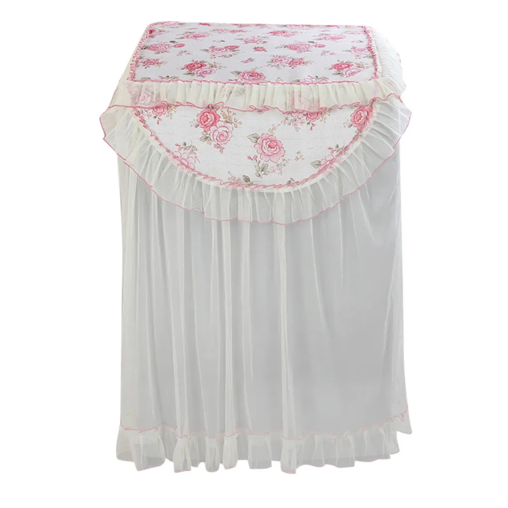 Lace Ruffle Floral Washing Machine Dust Cover Protection Front Durable Soft Home