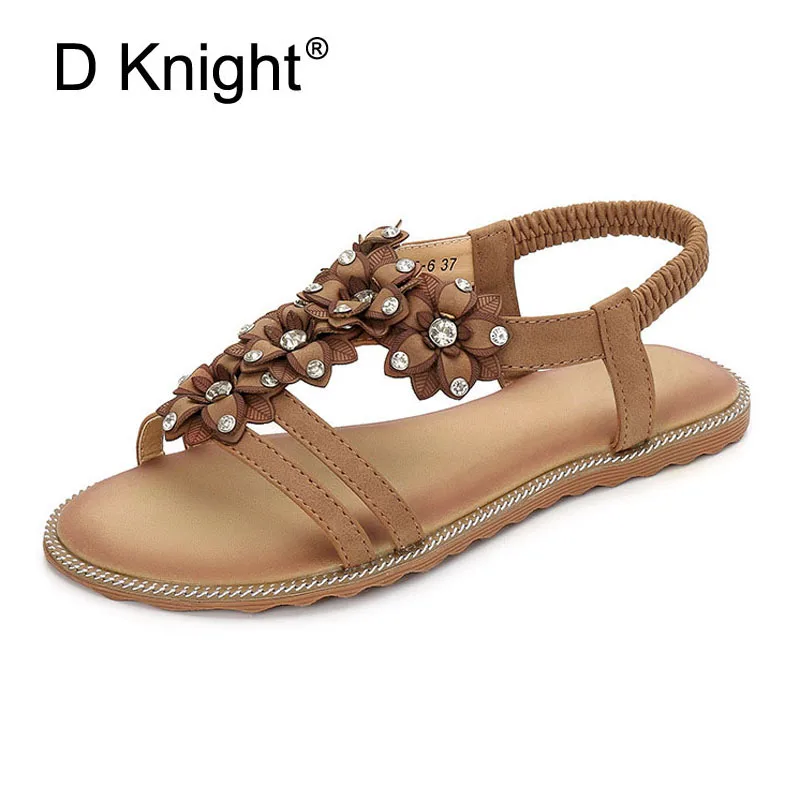 Fashion pu Leather Sandals Women Bohemian Summer Ladies Casual shoes woman Rhinestone Appliques Female Beach Shoes Flat Sandals (12)