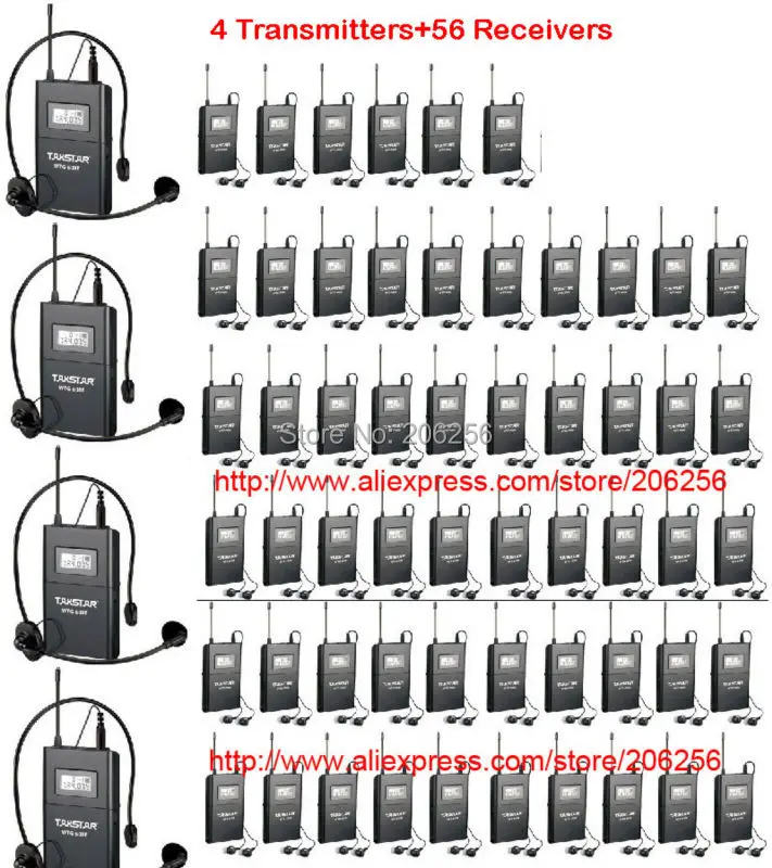 Takstar WTG-500/WTG 500 Беспроводная система гида 4 шт. передатчик+ 56 ресивер ПК 6 выбираемых каналов 100 м Рабочий диапазон
