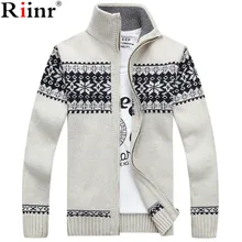 Riinr Новое поступление повседневный мужской свитер полосатый Рождественский свитер ветровка теплые модные мужские кардиганы, свитера